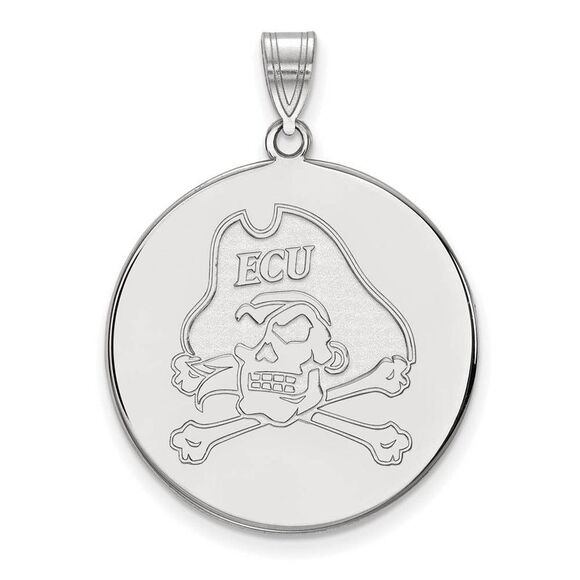 14k White Gold East Carolina U XL Disc Pendant